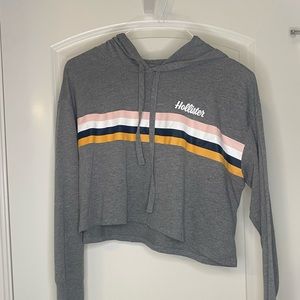 Hollister stripped crop long sleeve shirt with a hoodie